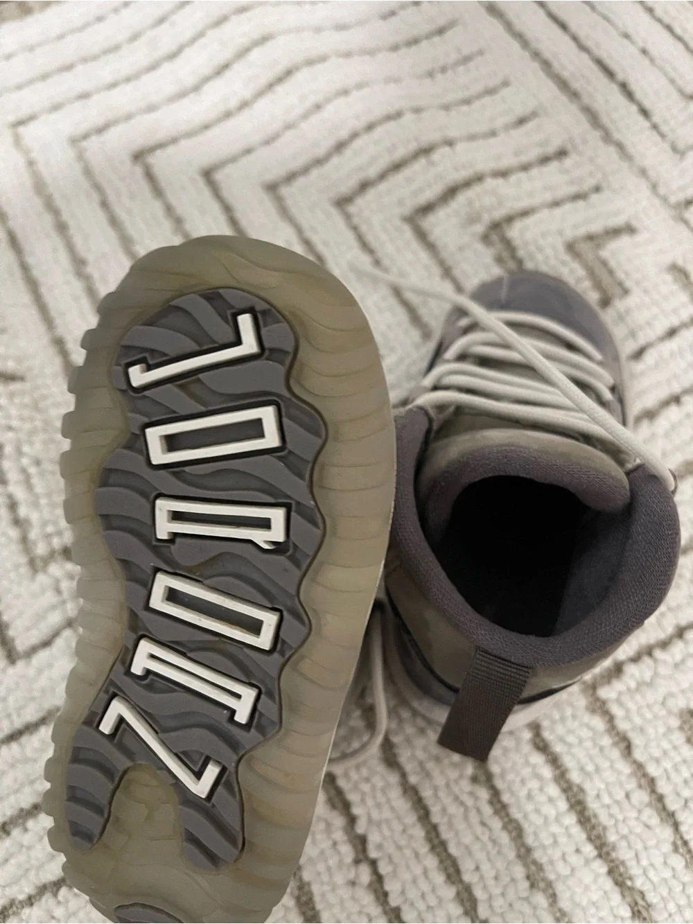 Jordan Kids Gray and White Low-Top Sneakers